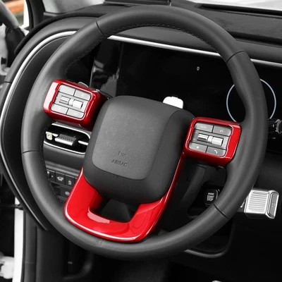 Red Steering Wheel Button Frame Trim Cover for Hyundai Palisade LX3 Ioniq 9 - Image 1 of 4