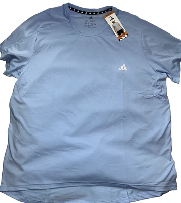 New Adidas Activewear Top Women's 2XL Tee Shirt Solid Glow Blue Sealed Package - Image 1 of 4