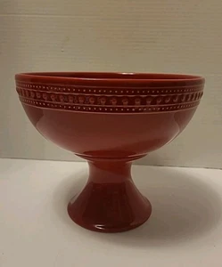 Sockel Keramik Servierschale Punkte rot Made in Portugal 9" breit x 7 1/2" hoch - Bild 1 von 8