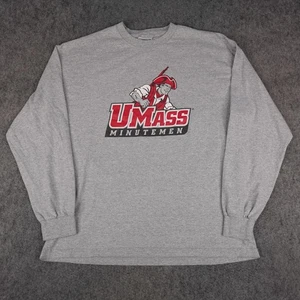 Vintage UMass Minutemen Shirt Mens 2XL Gray NCAA Long Sleeve Mascot USA Made 90s - Picture 1 of 10
