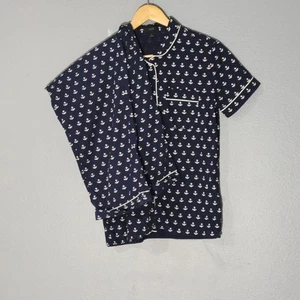 J.Crew Womens Anchor Boat Sailor Blue pajama Set Sz Small - Picture 1 of 7