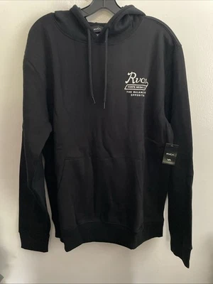 New RVCA Long Sleeve Hoodie Sweatshirt Mens Street Art Design Logo Size M Black - Image 1 of 4