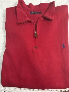 Polo Ralph Lauren Mens Size 2XLT Estate Rib Red Quarter Zip Pullover Sweater - Picture 1 of 4
