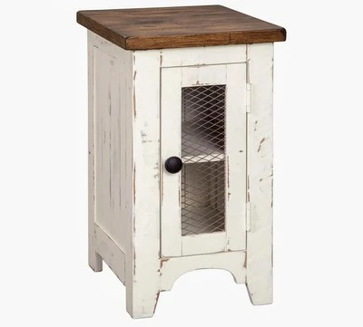 Farmhouse  White  Side End Table Cabinet  (Design by Ashley Wystfield) - Image 1 of 4