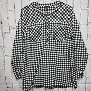 Eddie Bauer Hemd Bluse Damen Gr. L Langarm schwarz weiß kariert Taschen - Bild 1 von 9