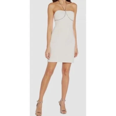 Vestido halter adornado marfil talla 10 Aidan By Aidan Mattox para mujer nuevo con etiquetas Foto 1 de 3