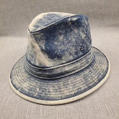 De Colección Sombrero Hatquarters Henschel Fedora EE. UU. Talla Mediana 7-7,25 Azul Denim Lavado Ácido Foto 1 de 4