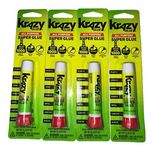 4 Pack - Super Krazy Glue All Purpose Precision Tip Dries 10 Seconds Hold 1000lb - Picture 1 of 3