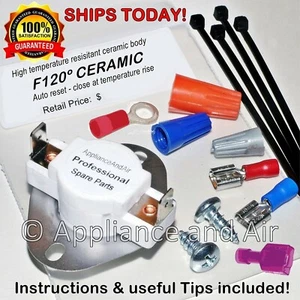 120ºF CERAMIC Thermal Fan Limit Switch +Hardware Instructions, Ships FREE TODAY! - Picture 1 of 7