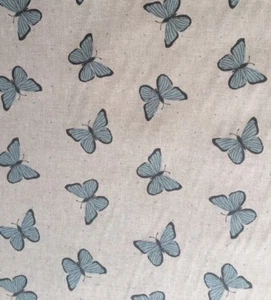 Fabric NEW Butterflies Blue Look 80% Cotton 20% Polyester Sold by the Metre - Picture 1 of 2