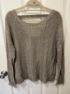 American Eagle Damen L Pullover hinten offen leicht offen Strick haferflocken beige soo weich - Bild 1 von 7