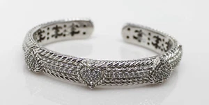 Judith Ripka Hearts, Sterling Silver Bracelet, 7 inch, Hinged - Picture 1 of 6