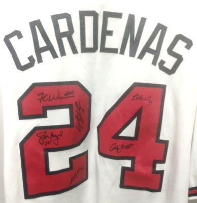 ATLANTA  BRAVES JERSEY CARDENAS #24 GENERAL MANAGER PLUS  5 OTHER AUTOGRAPHS! - Image 1 of 4