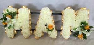 Mam Silk Funeral Flower Artificial Tribute Any 3 Letter Wreath Floral Memorial - Picture 1 of 12