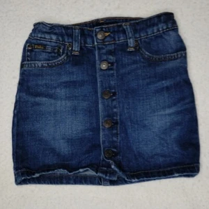 Polo Ralph Lauren Denim Skirt Button Front Dark Wash Girls Size 6 - Picture 1 of 10