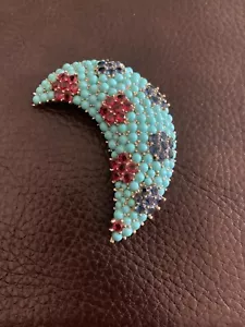 Gorgeous Vintage Trifari Crescent Shape Brooch - Picture 1 of 6