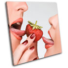 Sexy Strawberry Lips Erotic Food Kitchen SINGLE Leinwand Kunst Bild drucken