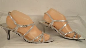 Nina New York "Curran" Silver Embellished Kitten Heeled Dress Sandal Size 10 M - Picture 1 of 6