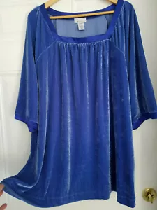 Women's Chelsea Studio Velvety Blue Silky Stretchy Loose Fit Oversized Tunic 24W - Picture 1 of 12