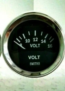 "Voltímetro de batería auxiliar Smiths calibre de voltios llanta de cromo 52 mm 2" - Imagen 1 de 3