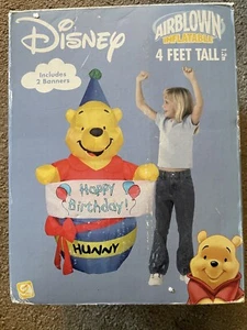 W box Gemmy Airblown Disney Winnie The Pooh Happy Birthday Party 4ft Inflatable - Picture 1 of 3