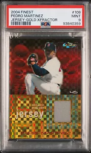 2004 TOPPS FINEST JERSEY GOLD X-FRACTOR #108 PEDRO MARTINEZ SP #/139 PSA 9 COME NUOVO - Foto 1 di 2