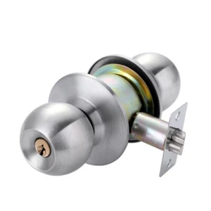 Stainless Steel Ball Knobs Door Handle Privacy Passage Lock Entrance With Key - Picture 1 of 11