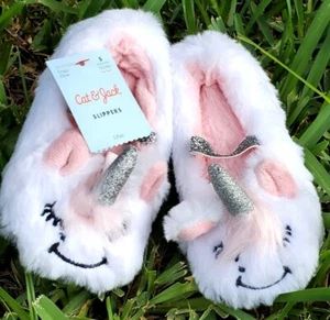 CAT & JACK Shoes UNICORN Baby Toddler Faux Fur Soft Slippers 5/6 - Picture 1 of 7