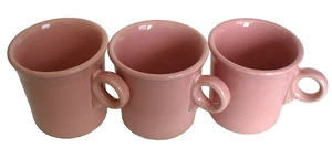 3~FIESTA~Fiestaware~PINK~Ceramic~STONEWARE~Coffee Mugs~10 oz~RING HANDLE~USA~GC - Picture 1 of 8