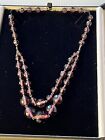 Vintage 1930’s Jewellery Faceted Round Purple Glass Bead Wired 2 Rows Necklace