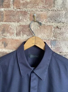 Calvin Klein Collection Herren Hemd, Gr. Medium Slim, Midnight Wolle/Seide Italy’s - Bild 1 von 9