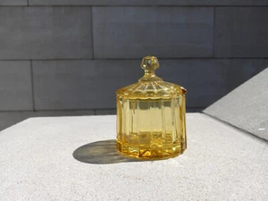 Heisey Lidded Mustard Jar Crystal with Gold Flash Coarse Rib #406 (1920s-1930s) - Picture 1 of 11