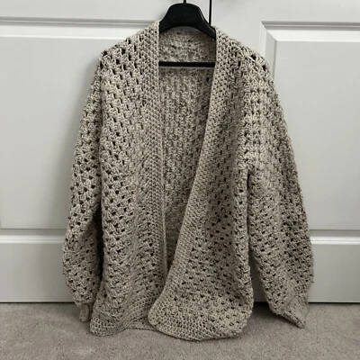 *NUEVO* Cárdigan Cuadrado Hexagonal Abuela Frente Abierto Manga Larga Hecho a Mano Ganchillo Foto 1 de 4