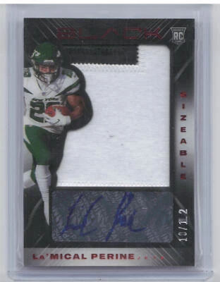 2020 Panini Black #SS-LMP La'Mical Perine Jumbo RC Patch Auto Ruby #/12 - Image 1 of 2