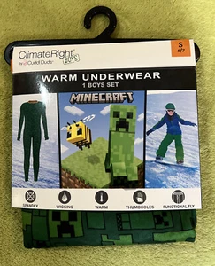 ClimateRight Cuddl Duds Minecraft Boys 2pc Warm Underwear Set Size S 6/7 New - Picture 1 of 5