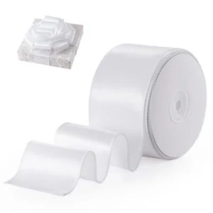 White Satin Wired Ribbon 2.5 Inch X 20 Yards White Wired Ribbon for Gift Wrap... - Picture 1 of 7