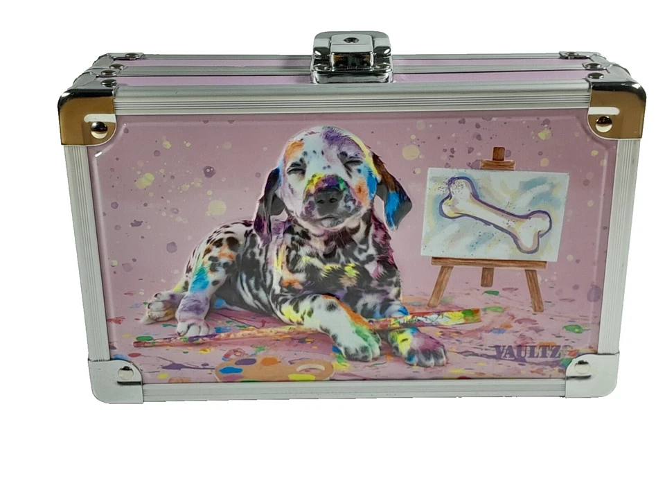 Vaultz Locking Supply Pencil Box Painted Puppy Dog 8.25" x 5.5" x 2.5" - Изображение 1 из 4