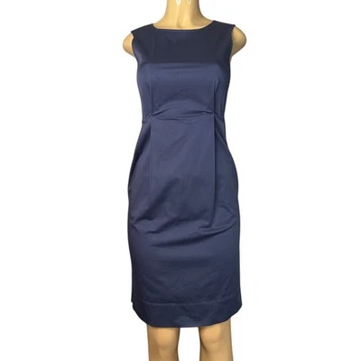 Vestido Vaina Jil Sander Azul Oscuro Sin Mangas Plisado Talla 34 EE. UU. 4 Foto 1 de 4