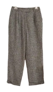 Nordstrom Pants Sz 6 Black White Wool Silk Tweed Herringbone Women's Slacks S - Picture 1 of 5