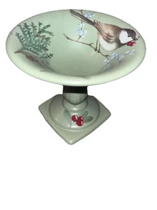 Pfaltzgraff Winterwood piedistallo composto piatto bacche uccelli 5" - Foto 1 di 1