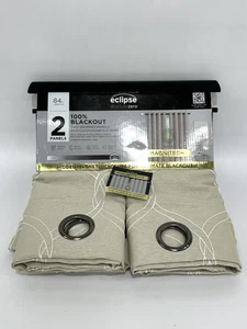 Eclipse Magnitech 100% Blackout 2 Pc. Grommet Window Curtain Panel in Beige NEW - Picture 1 of 5