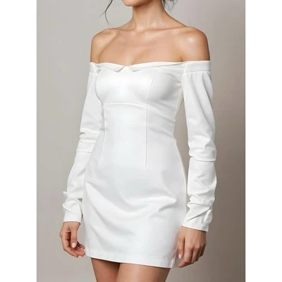 NWT BHLDN Gianna Off The Shoulder Mini Dress, Ivory, Small - Image 1 of 4