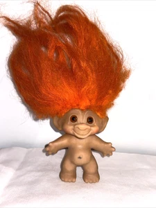 Muñeca Troll Vintage Años 60 70 Naranja Pelo Largo Ojos Naranja DAM Dinamarca - Imagen 1 de 12