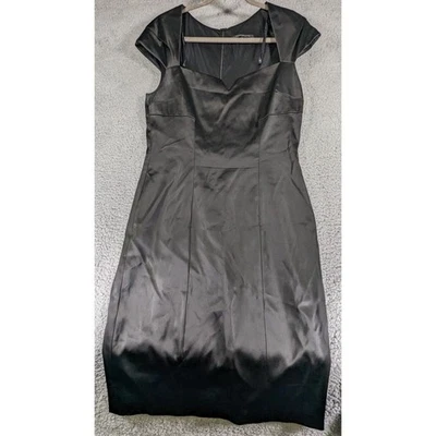David Meister Dress Womens 10 Black Satin Cap Sleeve Formal Evening Cocktail - Image 1 of 4