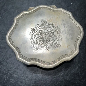 Vintage Dieu Et Mon Droit British Royal Crest Silberplatte Schmuckschatulle - Bild 1 von 5