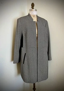 Kasper schwarz-weiße offene lange Jacke Staubtuch Gr. 20 2XL - Bild 1 von 6
