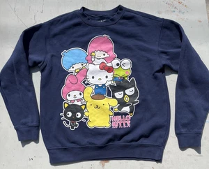 Sudadera para hombre Hello Kitty azul deletreada M dibujos animados Japón anime arte lindo culto - Imagen 1 de 9