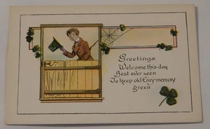 Postal del Día de San Patricio "Erin's Memory Green" sin usar de colección - Imagen 1 de 2