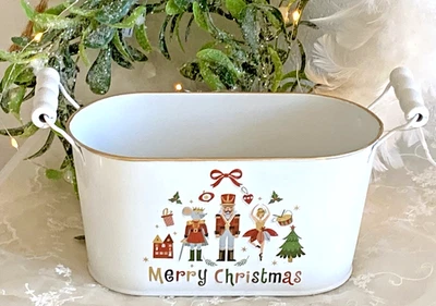 Übertopf Blumenkübel Schale Jardiniere MERRY CHRISTMAS, Nussknacker Ballerina - Bild 1 von 2
