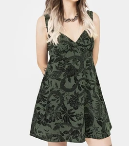 DISTURBIA Bashe Mini Vestido Sol Verde EE. UU. Talla 12 / UK 16 Nuevo Con Etiquetas Nuevo Con Etiquetas  - Imagen 1 de 9